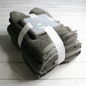 Truly Lou Bath Towel Set 100% Cotton Gray Hand Towels Washcloth 6 Piece
